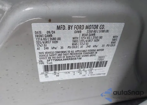 2024 Ford Maverick Xl z USA, uszkodzony, nr VIN 3FTTW8A39RRB58756